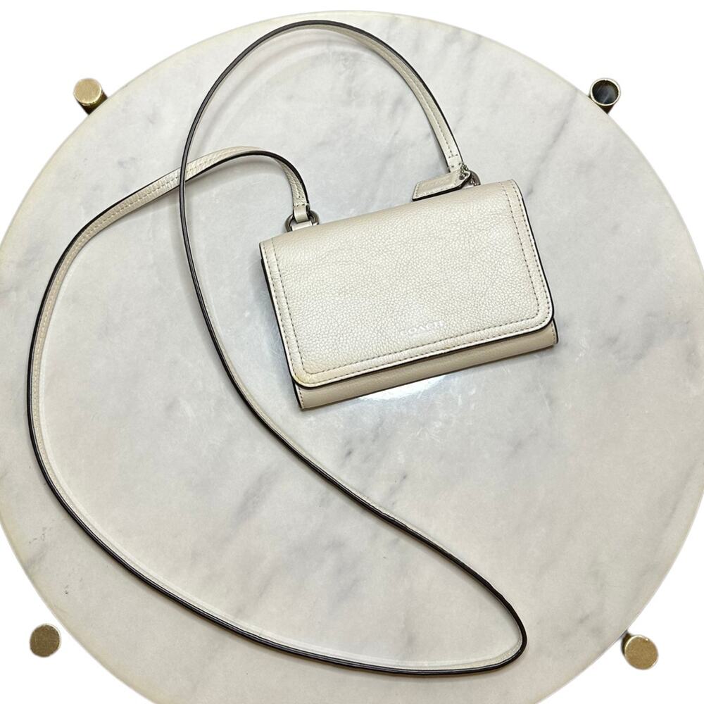 Coach Pearl Cream Metallic Crossbody Wallet Convertible Leather Crossbody Purse - Picture 2 of 14